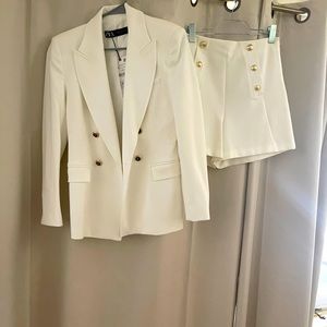 Zara white suit, blazer and shorts